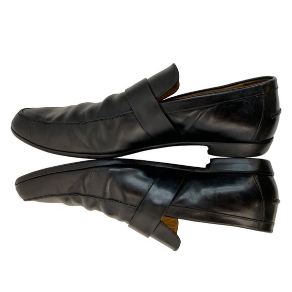 VTG Rare Gucci Men's Black Leather Loafers Size 12.5 Slip On 7453 Sq Logo - Picture 3 of 11